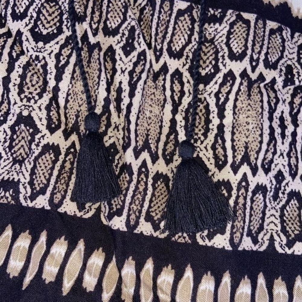 Beachlunchlounge Tribal Print Tassel Neck Sleeveless Shift Dress Safari Medium - Picture 5 of 6